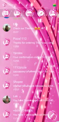 SMS Theme Sparkling Pink love android App screenshot 2